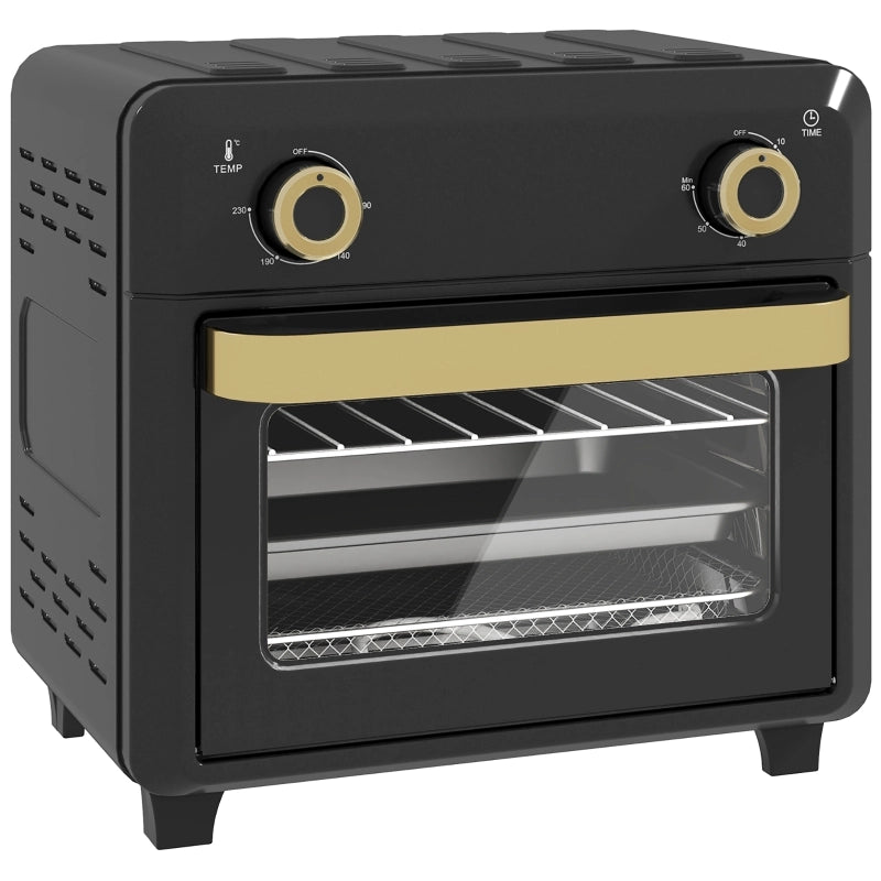Mini forno con convezione, friggitrice ad aria, timer, luce interna, 10 litri, nero