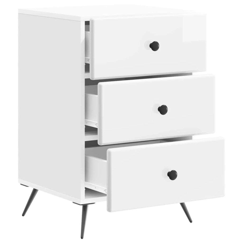 Armadio da Notte con cassetto Bianco Lucido 43 x 41 x 66,5 cm 895479