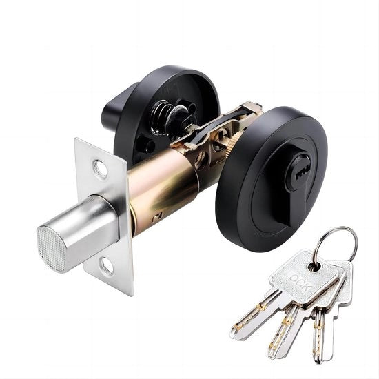 Chiusura porta con chiave - Cilindro rotondo - Sicurezza anti-tampering - Regolabile 60/70mm - Adatto per porte a maniglia sinistra/destra - Materiale in ottone e zinco - Chiusura