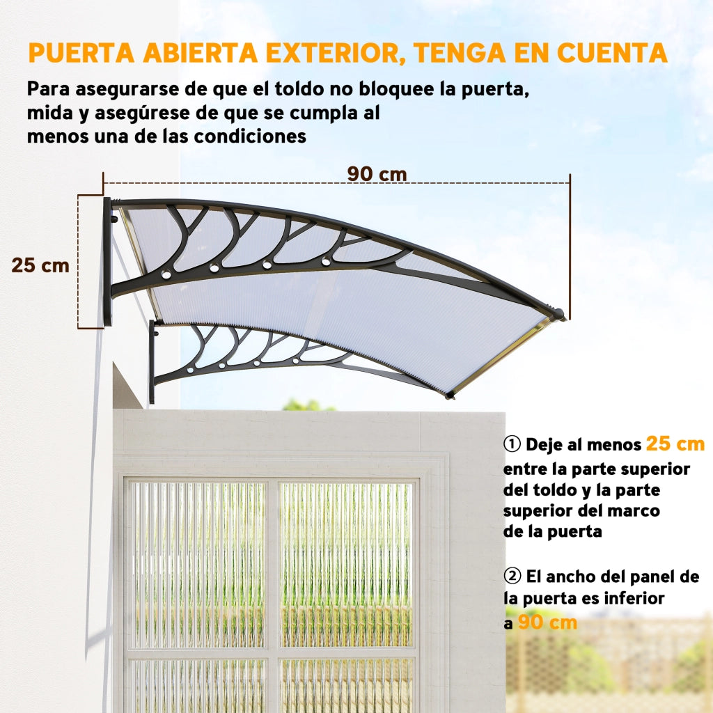 Tettoia da Esterno per Porte e Finestre ¨C zephmum ¨C Trasparente Alluminio 150x90x25 cm