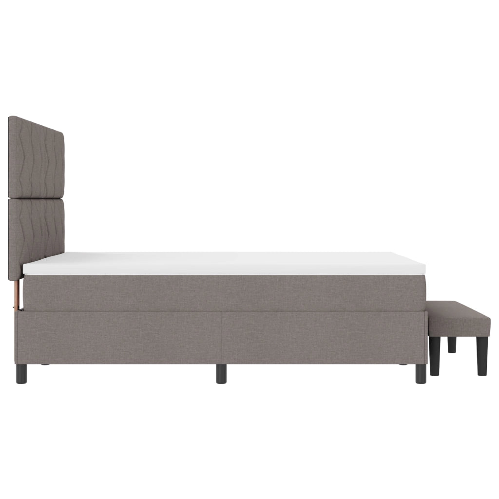 Letto con Box Spring e Panchina Taupe 160x200 cm Tessuto