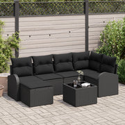 Set di divani da giardino  7 pezzi con cuscini Beige in Rattan Sintetico