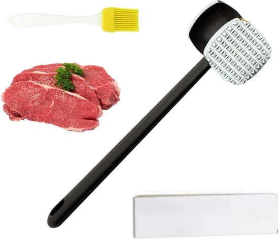 Hamac per carne - martelletto in acciaio inossidabile - doppio - resistente all'acqua calda - per carne di manzo pollo maiale - martelletto per affinamento - manico antiscivolo