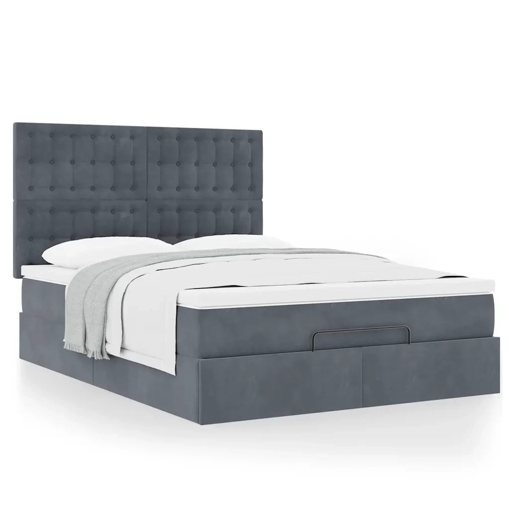 Struttura Letto Pouf con Materassi 140x190 cm Velluto 3313614