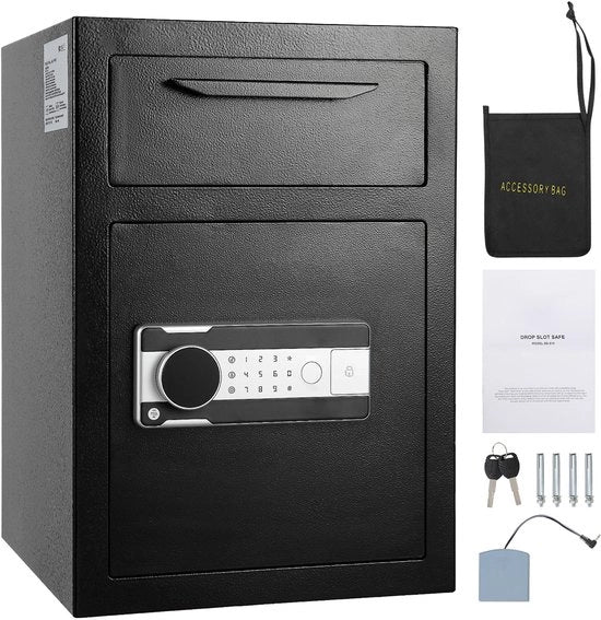 Deposito a Cassetta, Cassetta di Deposito con Chiusa Elettronica e 2 Chiavi, 51,5 cm x 35,5 cm x 35,5 cm, per Contanti e Posta, Casa, Hotel, Ufficio