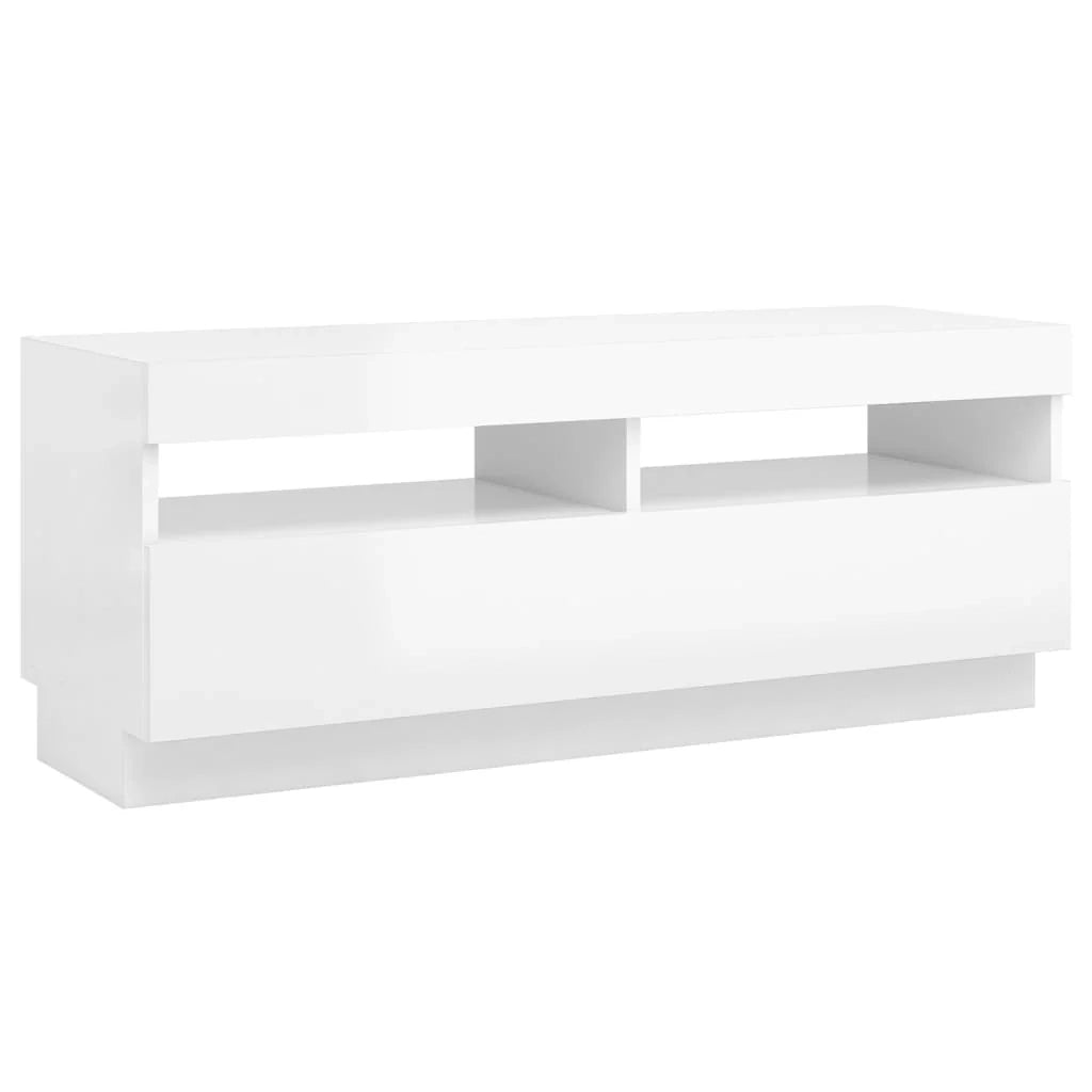 Mobile TV multimediale mensola TV credenza mobile TV per sala da pranzo soggiorno camera da letto con luci LED finitura lucida 100 x 35 x 40 cm bianco 02_0026630