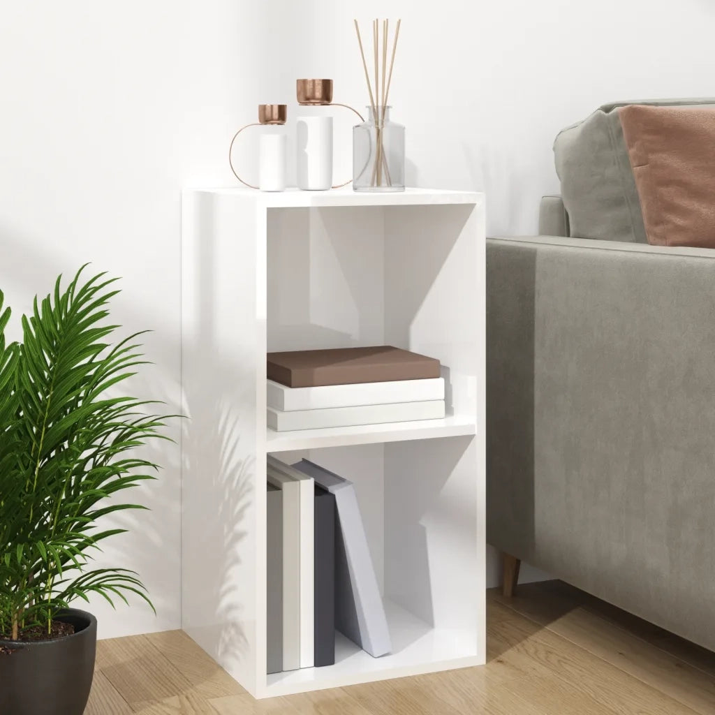 Contenitore per Vinili Bianco Lucido 71x34x36 cm in Multistrato 800123