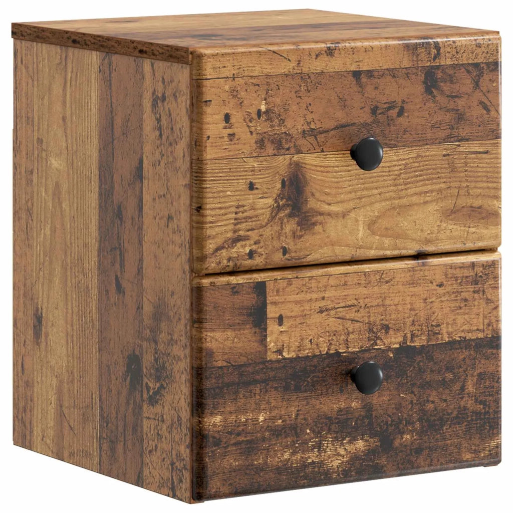 Mobiletto da notte a muro 2 pcs Legno antico 34,5 x 33 x 40 cm 899162