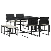 Set da Pranzo da Giardino 9 pz | Set Salotto da Giardino con Cuscini Nero in Polyrattan