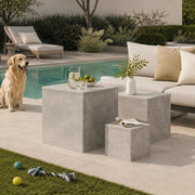 Side Tables, 3-piece Set, Concrete Grey, Wood-based Material