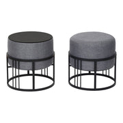 Set di 2 pouf impilabili design moderno e senza tempo multifunzionali rotondi grigio scuro 03_0009695