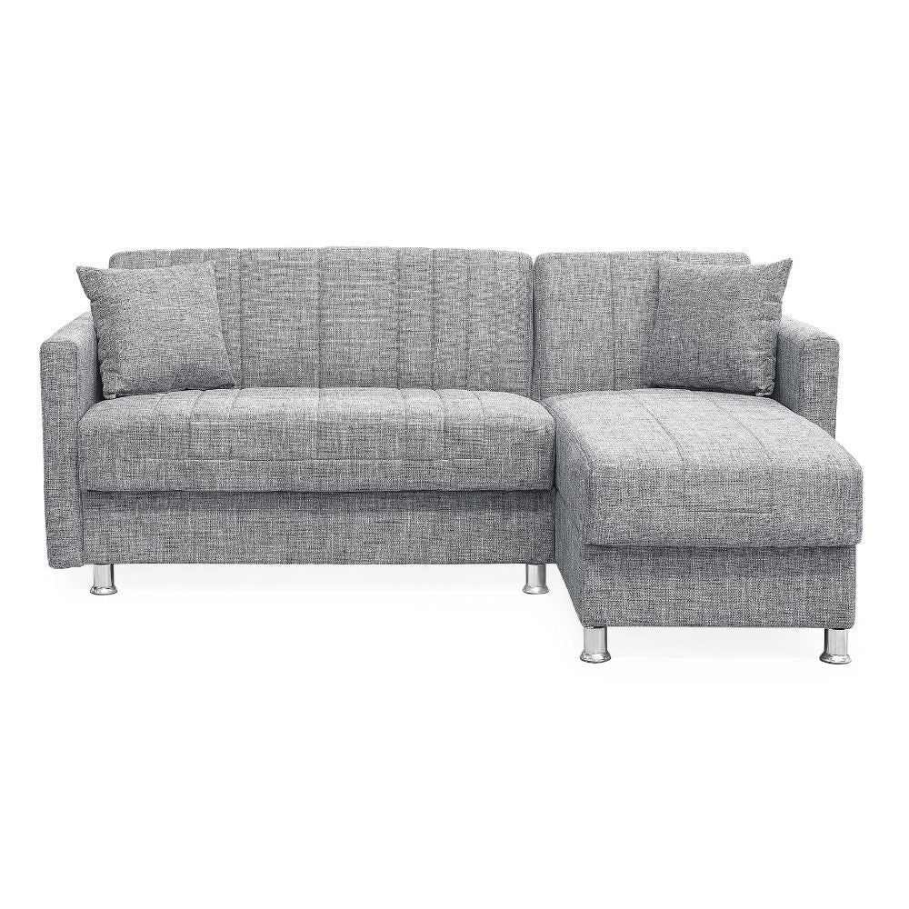 Divano letto Oasis con penisola contenitore reversibile tessuto grigio 200x134x80H