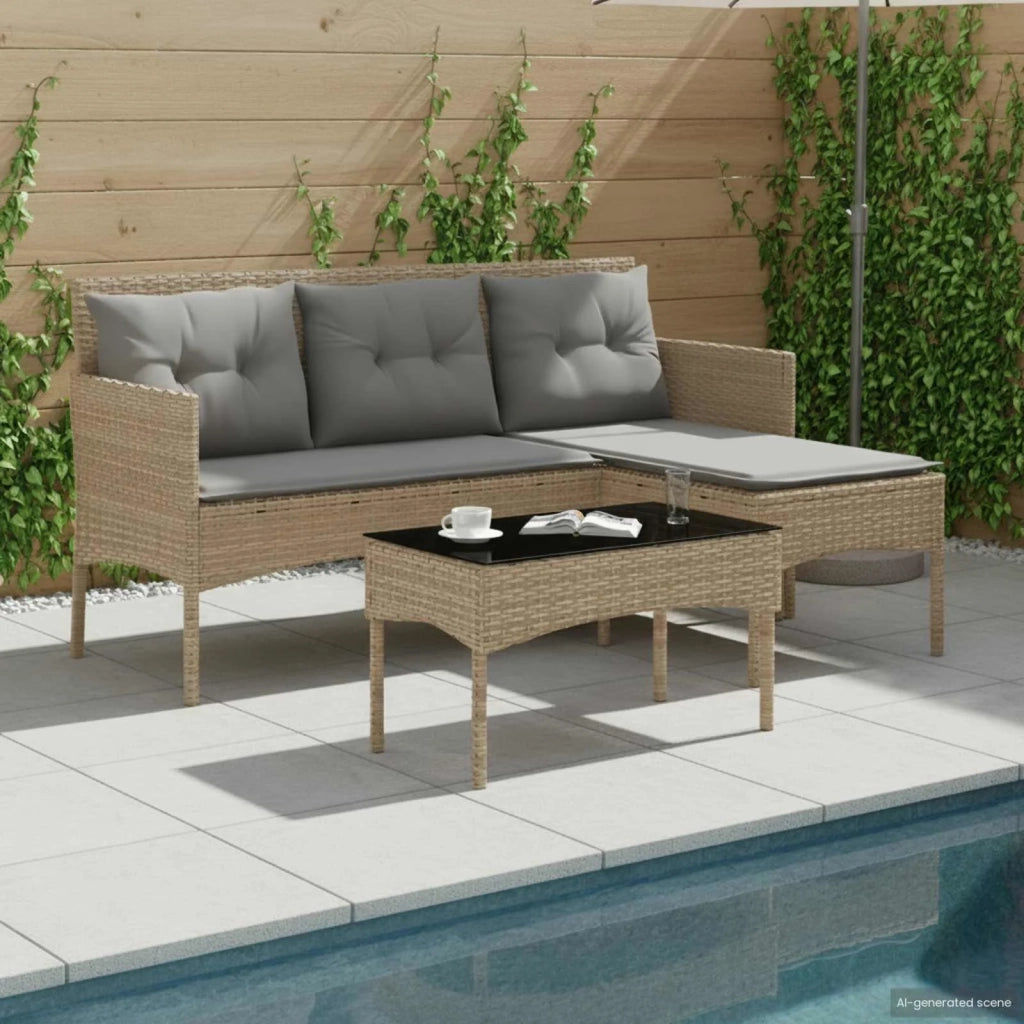 Set Divano da Giardino con cuscino 2 pcs polyrattan