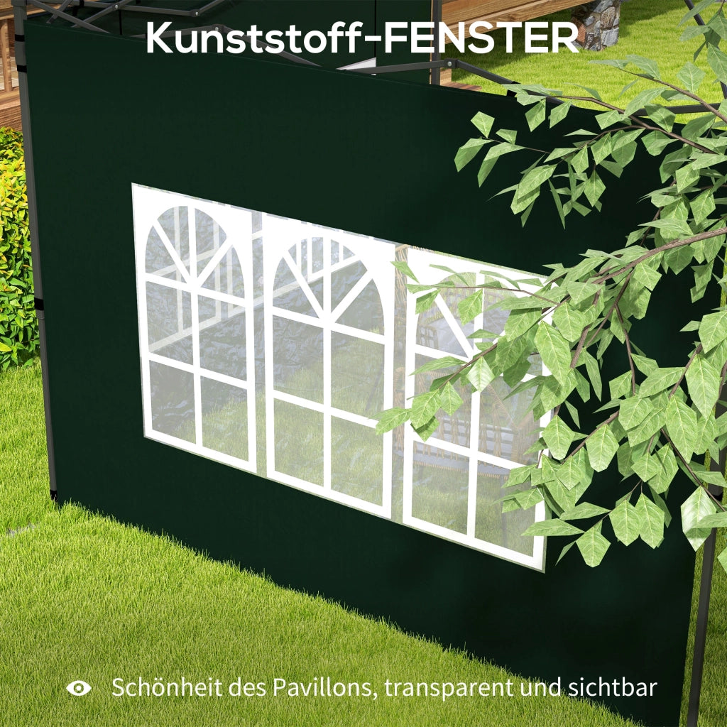Set 2 Pezzi Pannelli Laterali con Finestra per Gazebo 3x3 3x6 ¨C Zephmum ¨C Verde Scuro Impermeabile