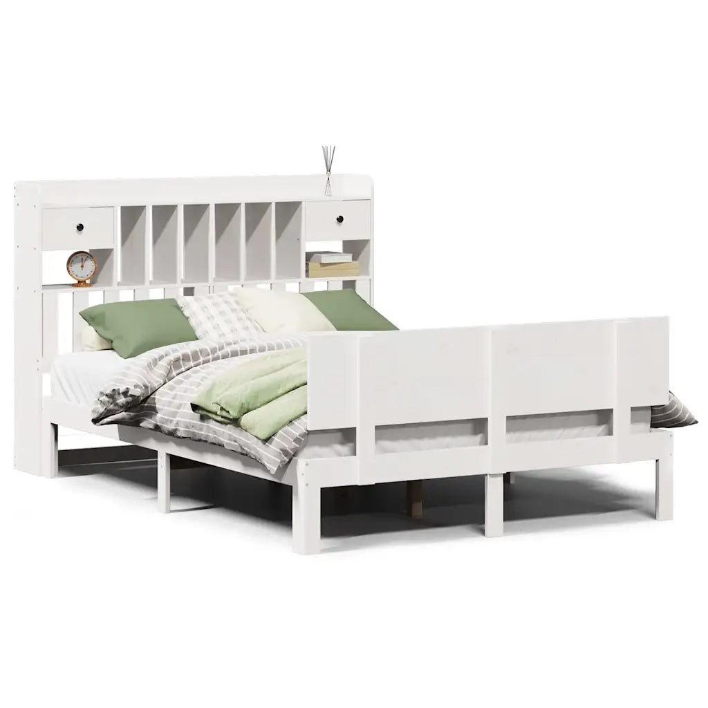 Letto Libreria senza Materasso Bianco 160x200 cm Legno di Pino 3322697