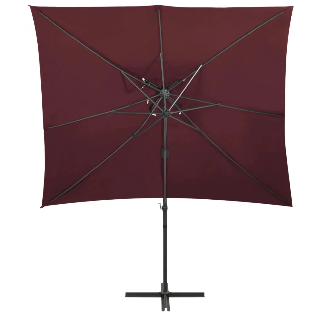 Ombrellone a braccio con doppio tetto 250 x 250 cm rosso bordeaux 02_0008570