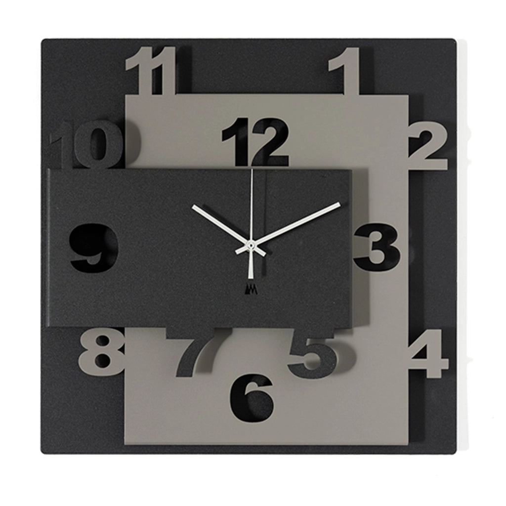 Orologio da parete moderno Ziggurat Nero Fango e Nero