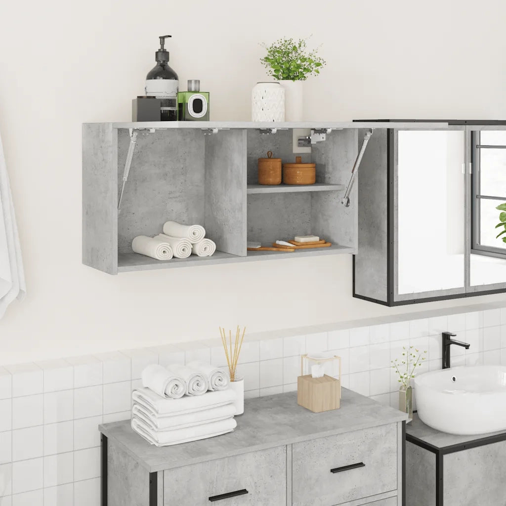 Mobile da Bagno | Armadio da bagno a Parete Grigio Cemento 80x25x40 cm Truciolato