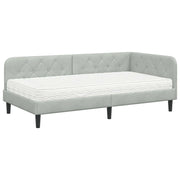 Letto singolo | Letto per adulti | Cornice del letto ad angolo Grigio chiaro 90 x 190 cm Velluto