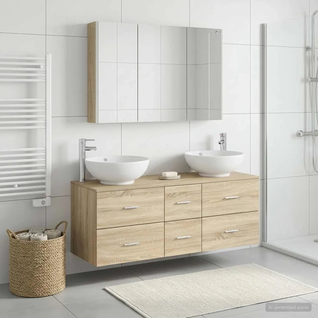 Set di mobili per il bagno 4 pcs Rovere Sonoma 3406985