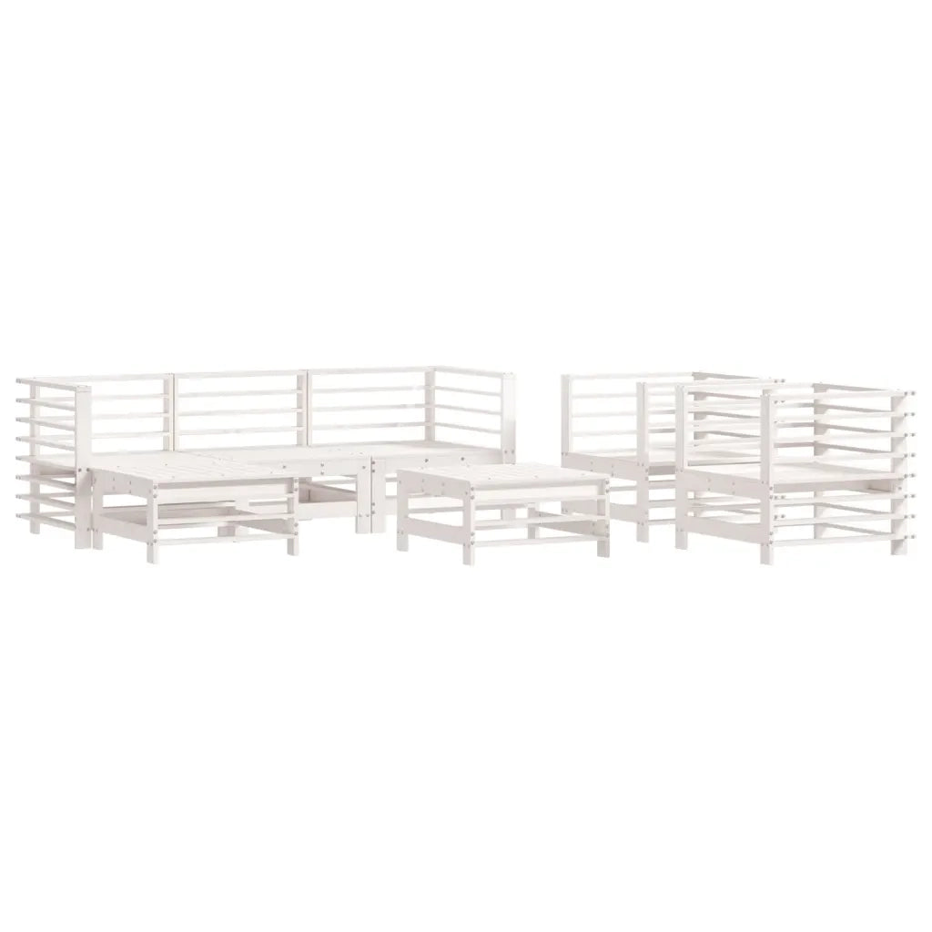 Set Divani da Giardino 7pz con Cuscini in Legno Massello Bianco 3185837