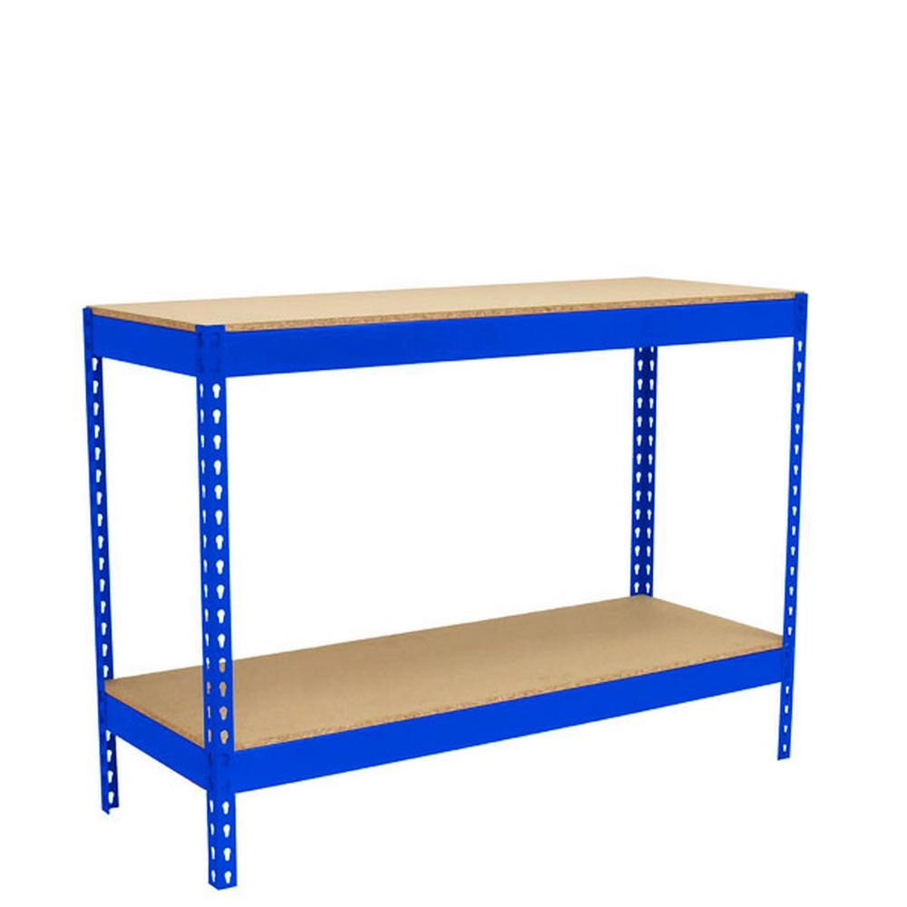 Banco tavolo da lavoro in metallo Simon Rack senza viti colore blu/legno 900x1200x450 mm Made in Spain