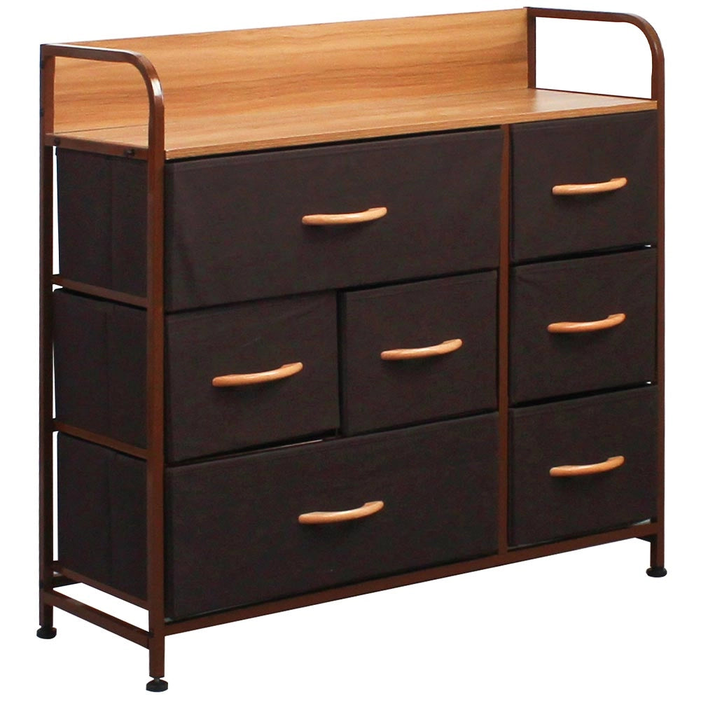 Mobile Cassettiera 7Cassetti Metallo Legno e Tessuto 80x29 H 78.5cm Casa Ufficio
