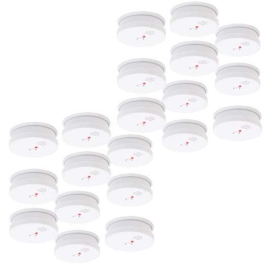 Rilevatore di fumo fotoelettrico con batteria 9V, 20 pz, Allarme Incendio 85dB, senza filo, DIN EN 14604