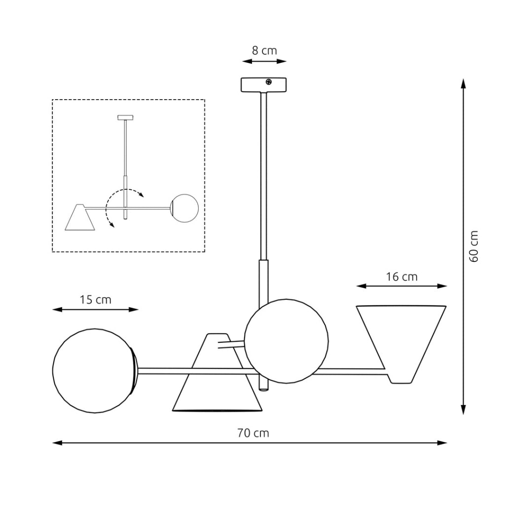 Lampadario Emibig HERMES bianco 4 luci E14 coni vetro
