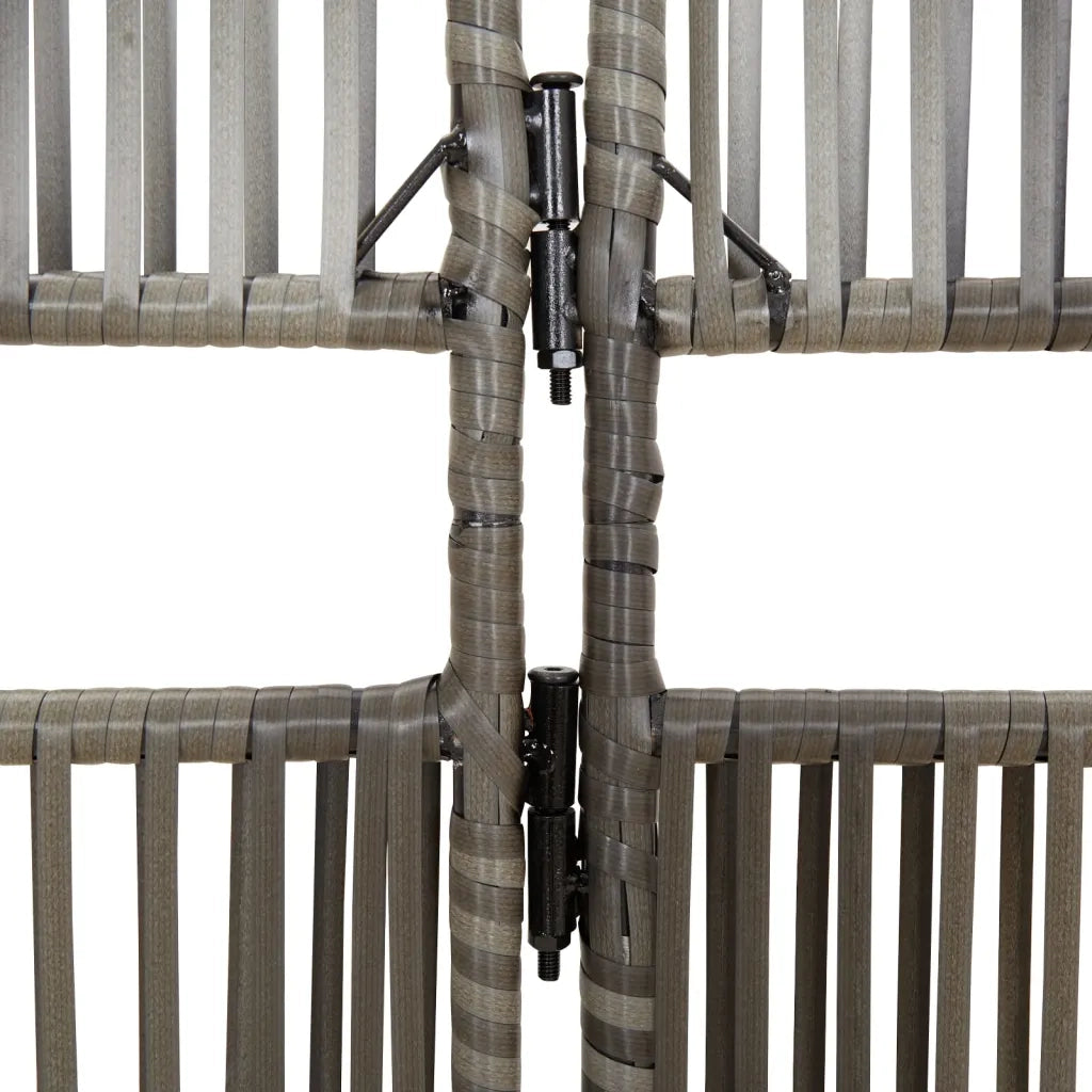 Divisorio per Ambienti | Divider per stanze | Paravento a 3 Pannelli Grigio in Polyrattan