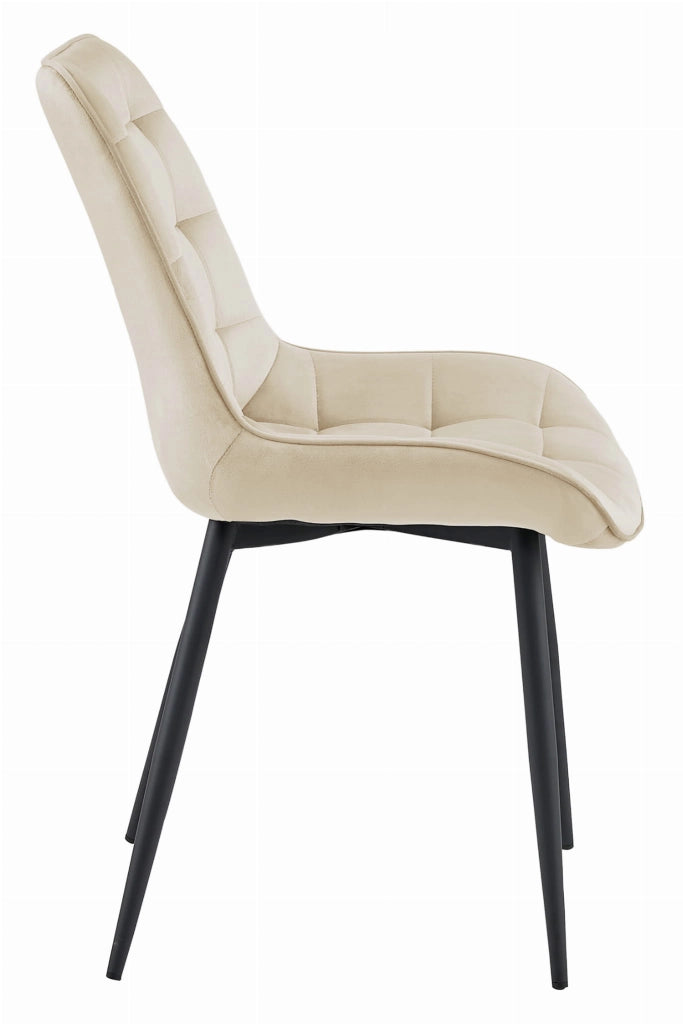 Sedia VALORA BERA - Velluto beige con gambe nere x 2