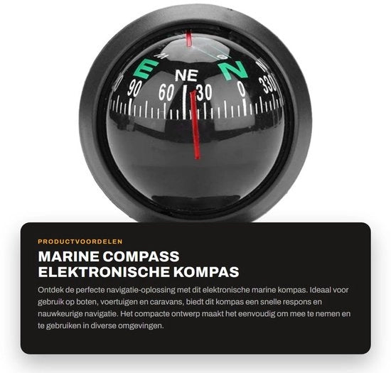 Compasso elettronico manuale - Navigatore - Regolabile - Nero - Adattabile - Per auto e barca - Compattabile