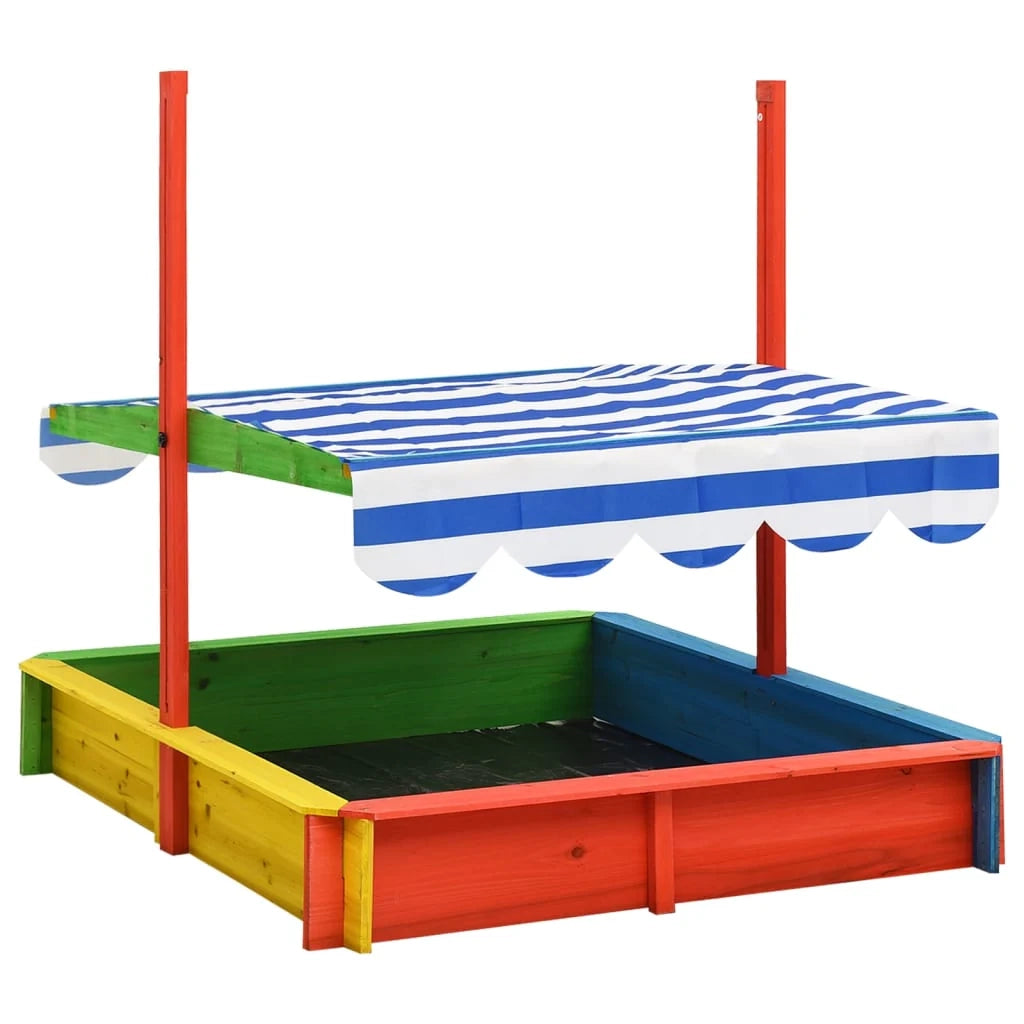 Sabbiera con tetto regolabile legno di abete 115 x 115 x 115 cm multicolore UV50 02_0005047