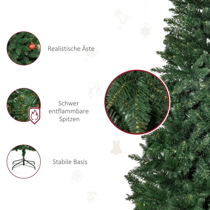 Albero di Natale artificiale, pino da 180 cm con 724 rami, supporto in metallo per uso interno.