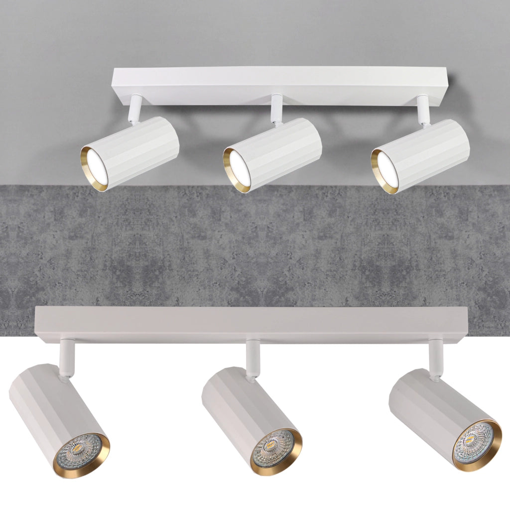 Plafoniera/Applique 3 luci bianco-oro GU10 Nicea Polux