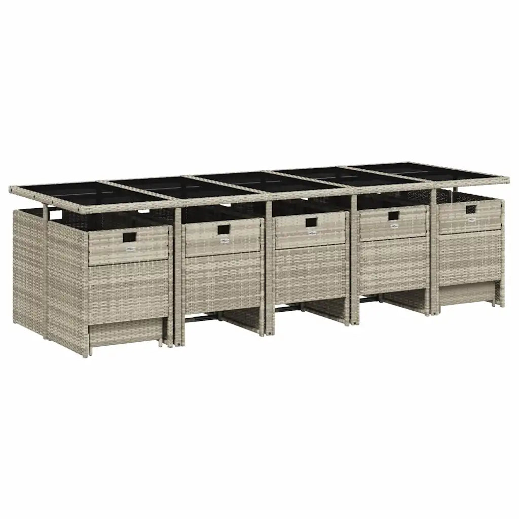 Set da Pranzo da Giardino 15 pz con Cuscini Grigio Polyrattan 3210635