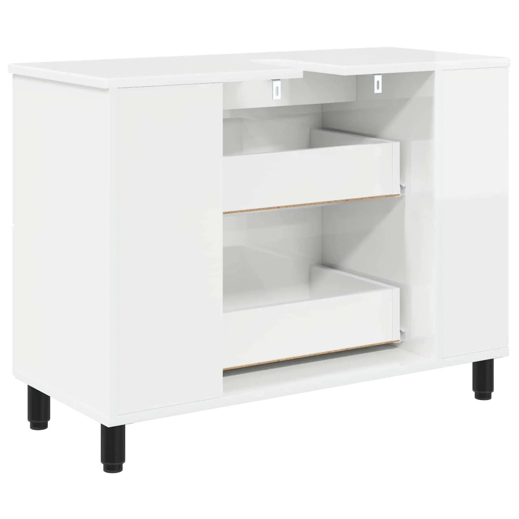 Mobiletto da bagno Bianco Lucido 80 x 35 x 60 cm 889389