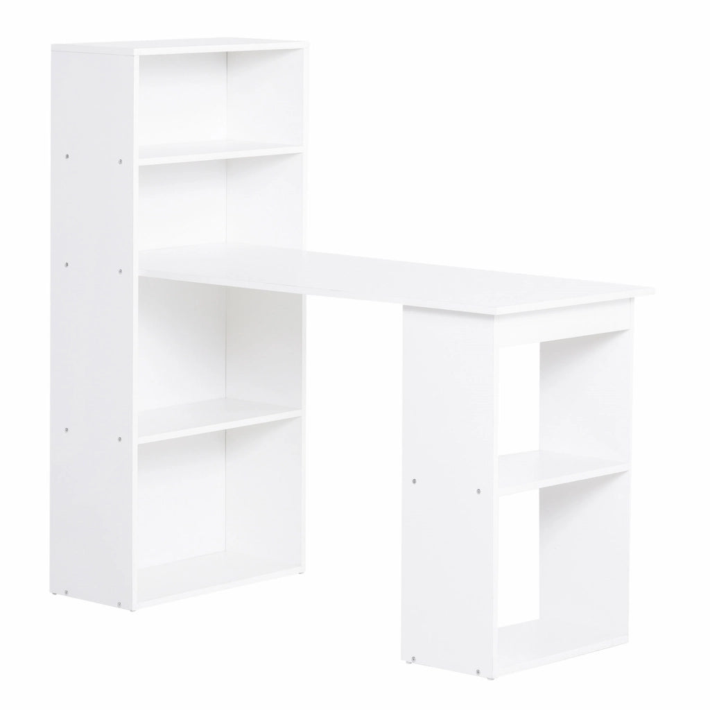 EasyComfort Scrivania Computer con Libreria Salvaspazio, Tavolo da Pranzo per Ufficio e Studio, 120x55x120 cm, Bianco