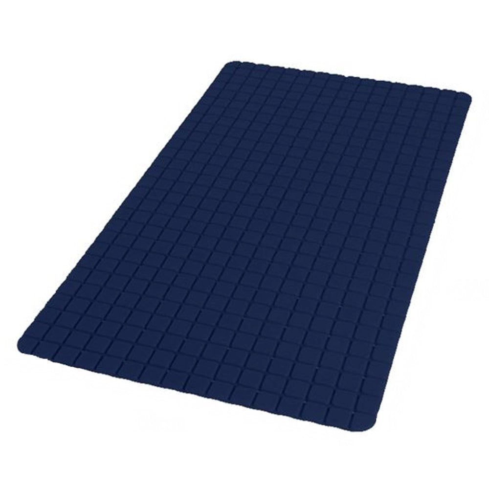Trade Shop - Tappeto Tappetino Antiscivolo Per Bagno Arredo 69x39cm Blu Con Quadratini 69899 -
