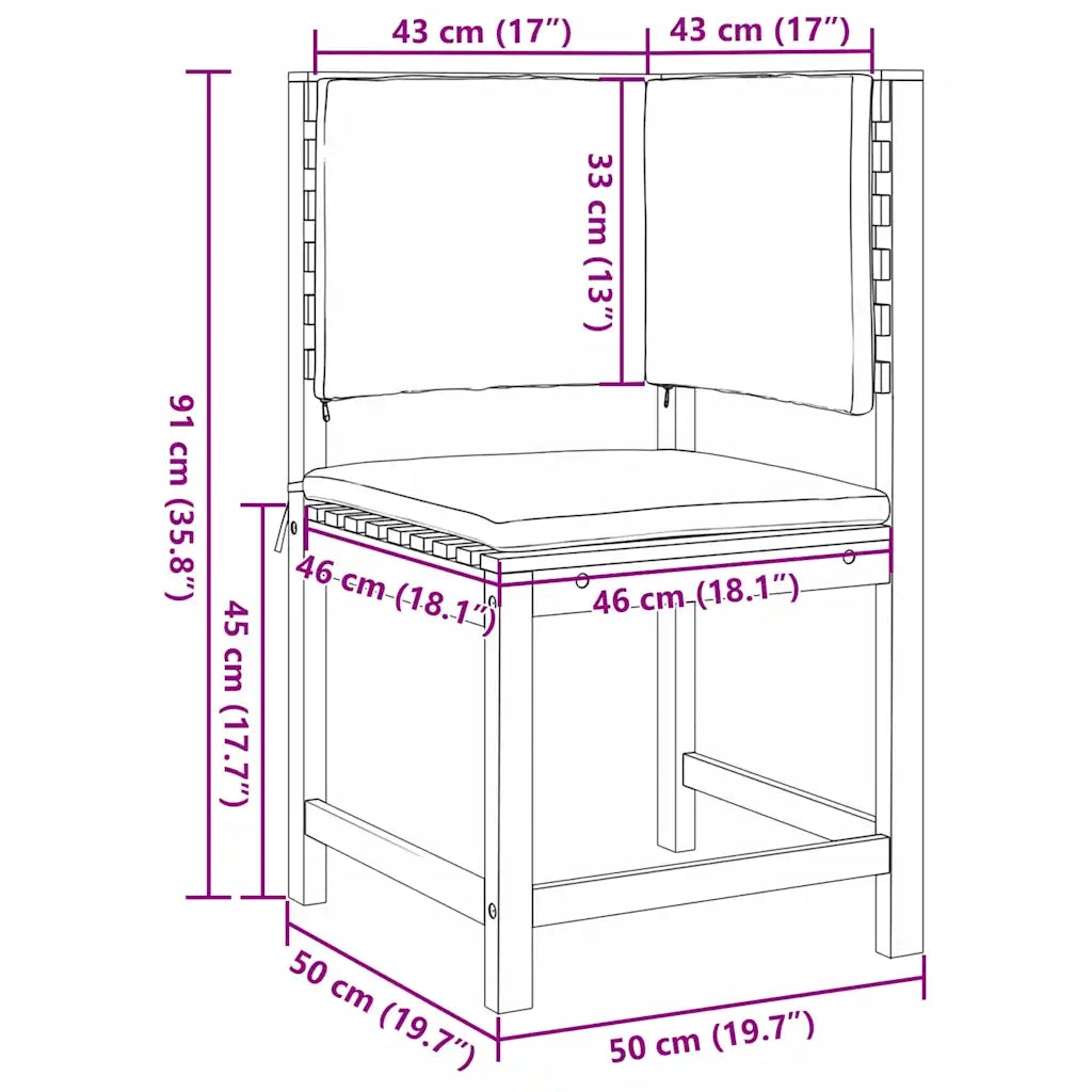 Sedia da Giardino con cuscino Marrone 50 x 50 x 91cm CFW3405070