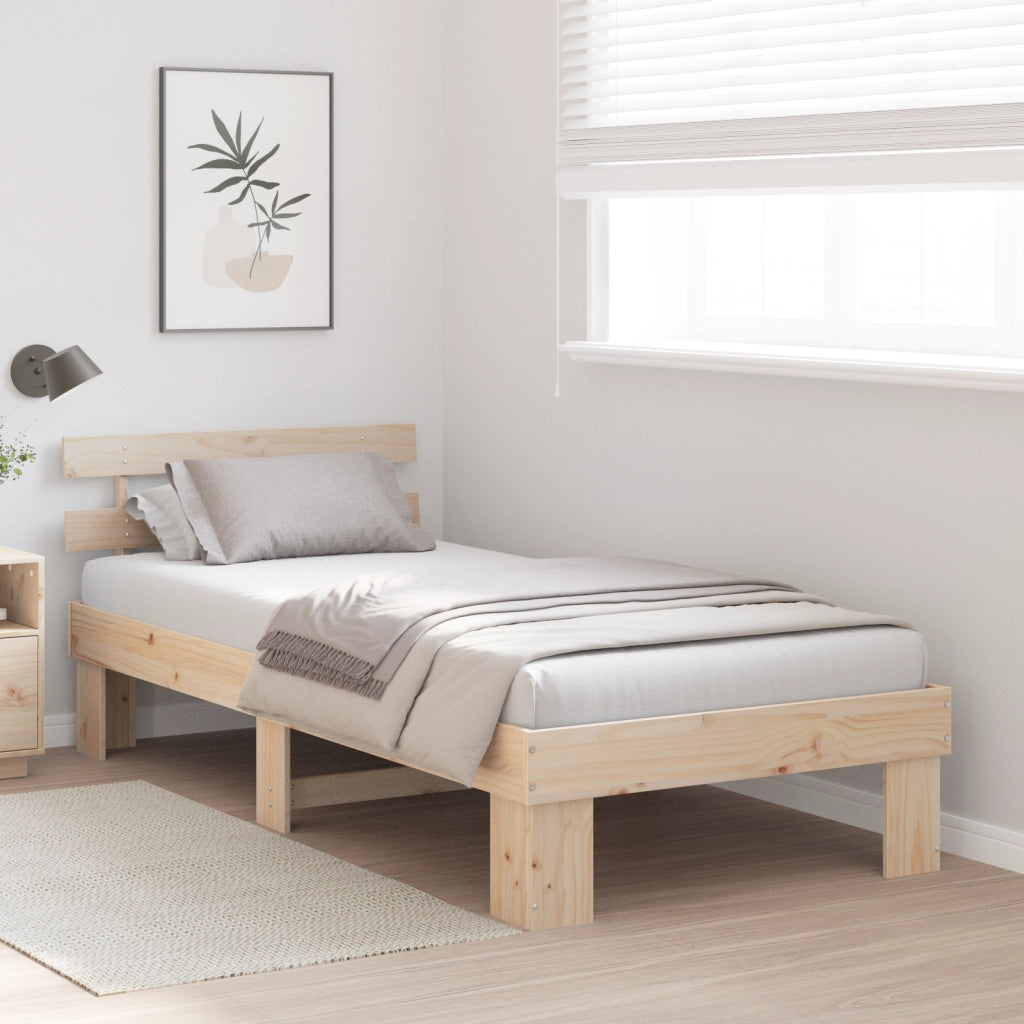 Struttura Letto con Testiera 80x200 cm in Legno Massello di Pino