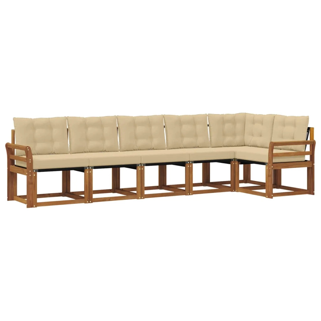 Set di divani da esterno con cuscino 6 pcs Naturale e Beige 3368716