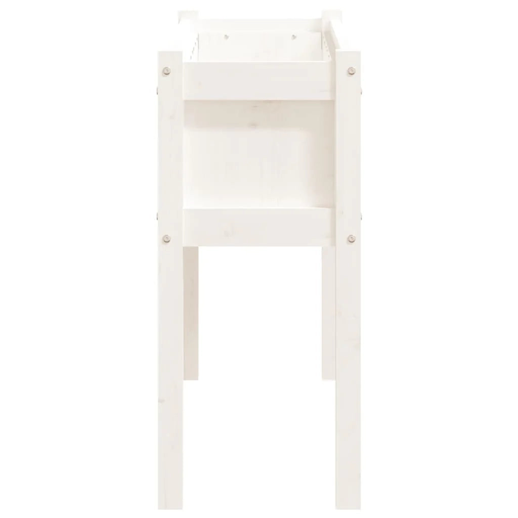 Fioriera rialzata per piante fiori giardino terrazze con gambe 110 x 31 x 70 cm legno di pino massiccio bianco 02_0038870