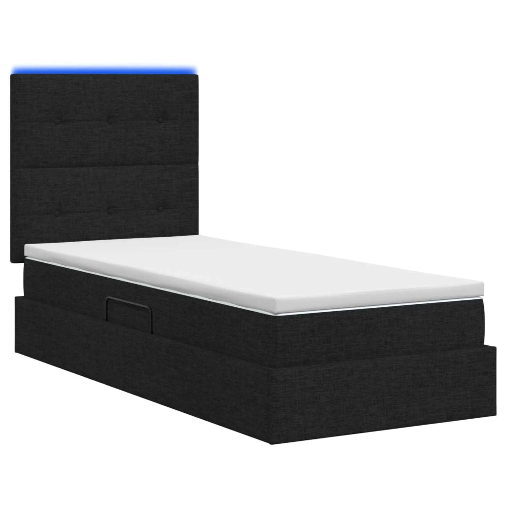 Letto con contenitore LED e materasso Nero 100 x 200 cm Tessuto 3459926