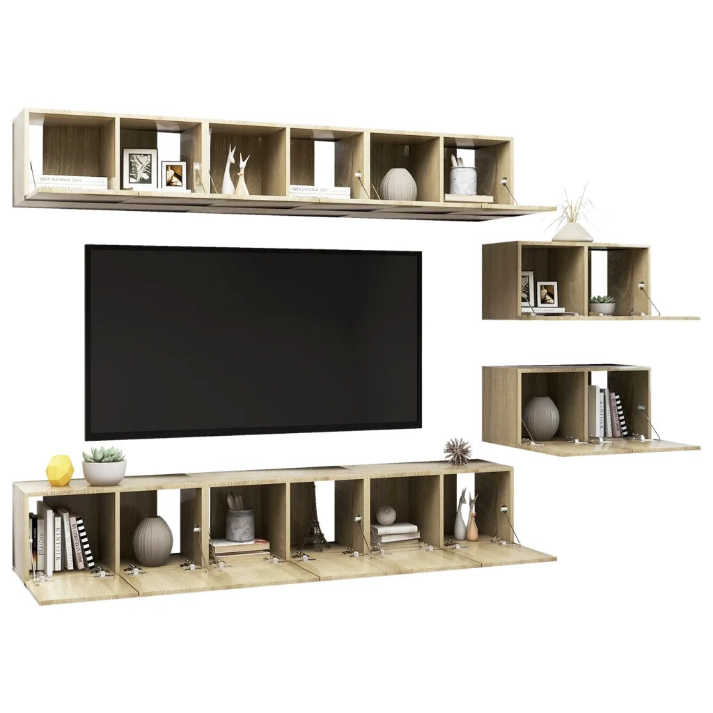 Mobili Porta TV 8 pz Rovere Sonoma in Legno Multistrato 3079042