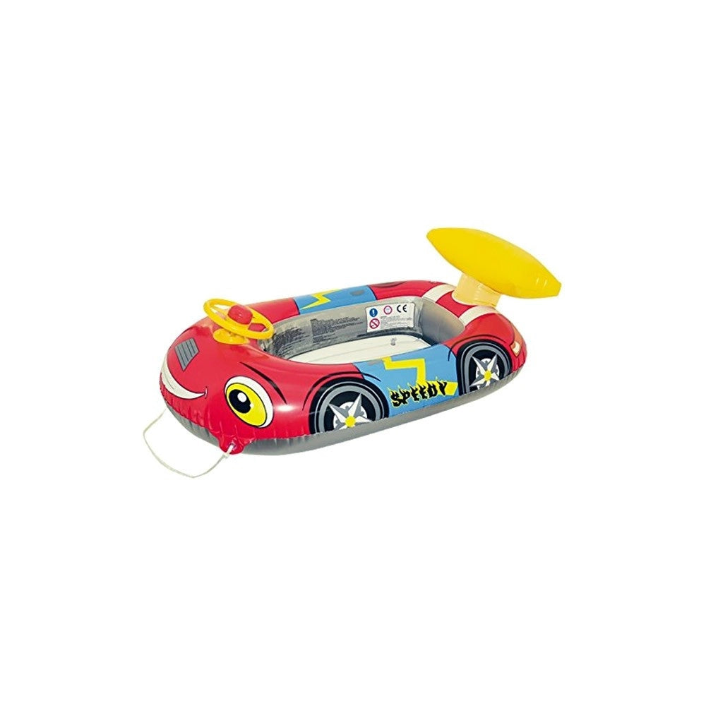 Trade Shop - Canotto Gonfiabile Auto Gioco Per Bambini Con Volante 100x62x25 Cm Mare Piscina -