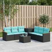 Set di divani 8 pz Nero e Blu Rattan sintetico e Acciaio 3448532