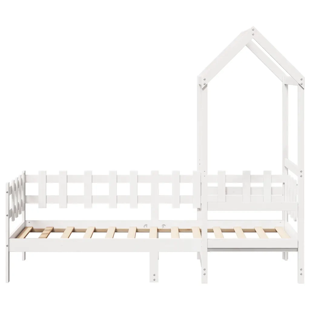 Dormeuse con Tetto 80x200 cm Bianco in Legno Massello di Pino 3282313