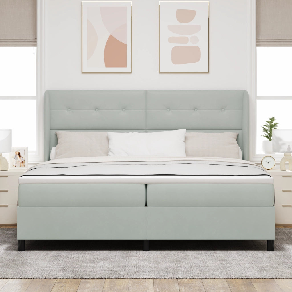 Letto Box Spring con Materasso  Grigio Chiaro 200x200 cm Velluto