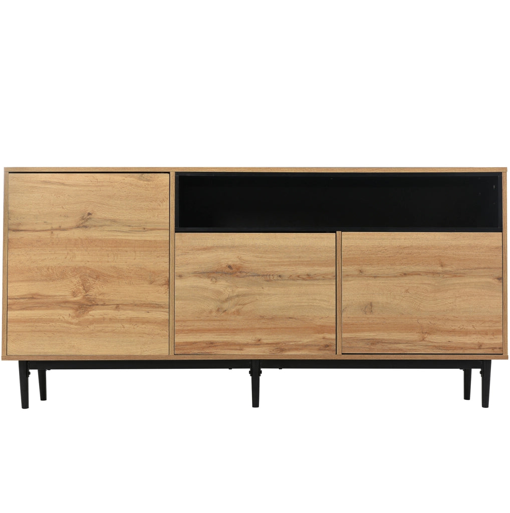 Credenza 160x35x76 cm con 3 ante e ripiani; MDF